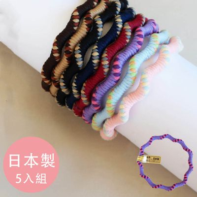 日本 Melody Accessory - 專利安心耐用彩色波浪髮圈(5入組)-編織紋-紫