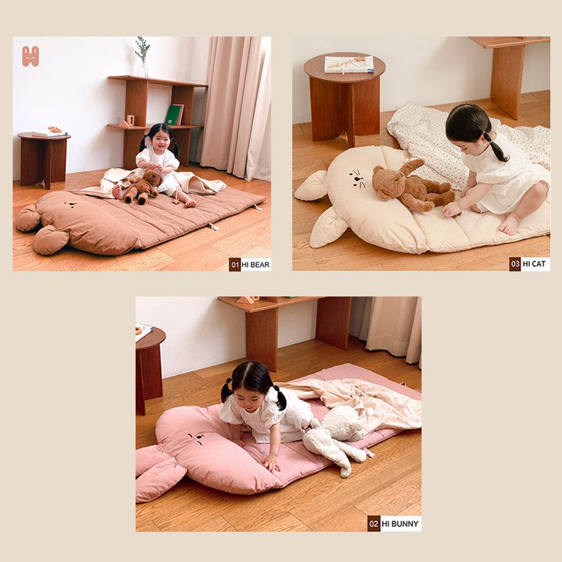 正韓Hello HiZoo - 純手工製純棉柔感便攜式動物兒童睡袋(枕頭+睡墊+被子)-Hi Bunny 兔兔