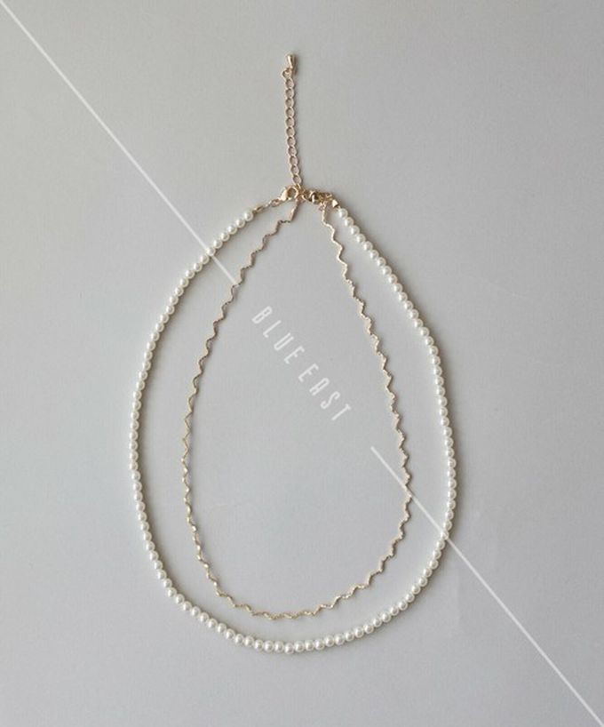 日本 BLUE EAST - 韓國製 珍珠波浪優雅雙層項鍊-銀