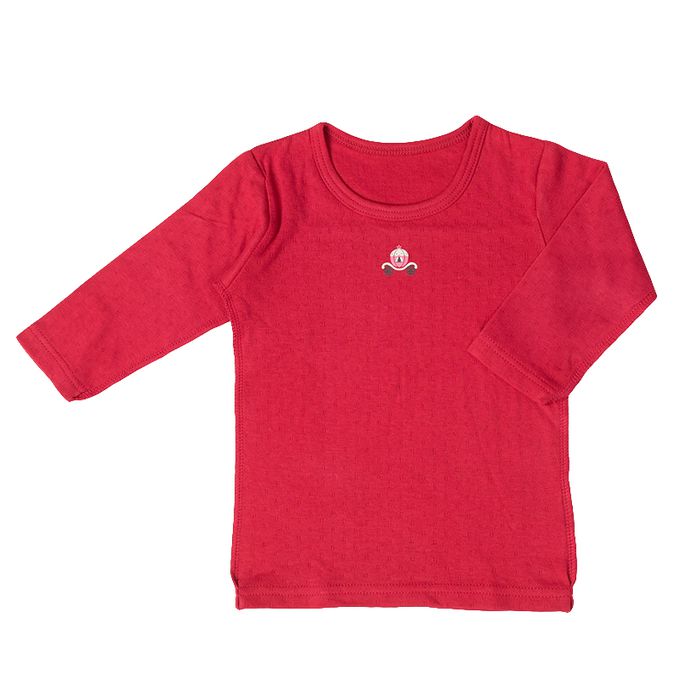 akachan honpo - 長袖圓領上衣2件組-蓬鬆棉 妖精&馬車-紅色