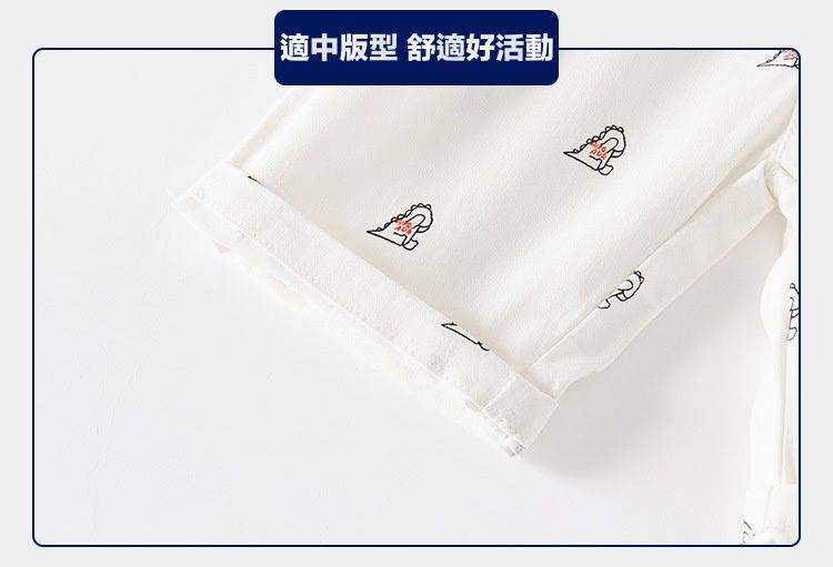 WELLKIDS - 腰鬆緊休閒五分褲-小小恐龍-深藍色