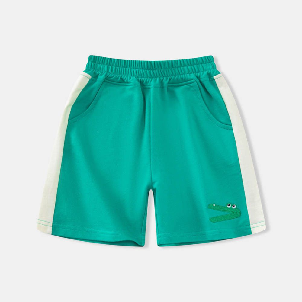 純棉休閒短褲-可愛鱷魚-綠色
