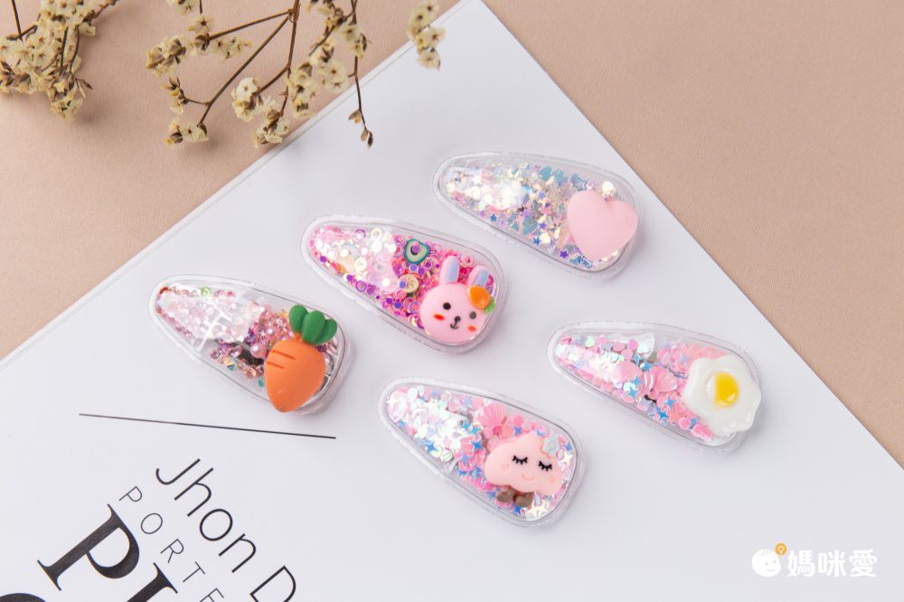 流沙感亮片髮夾5入組-皇冠