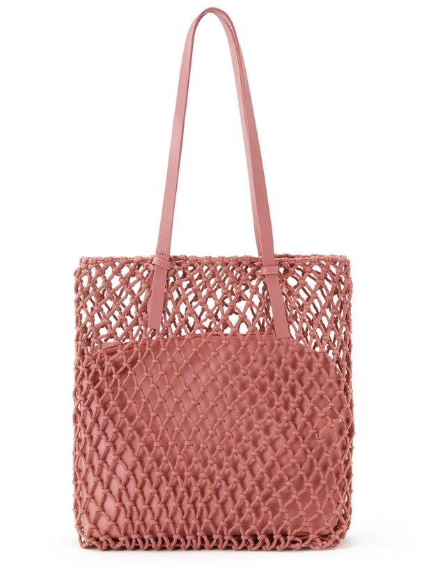 日本 GRL - 百搭編織手提袋(附同色系收納袋)-米