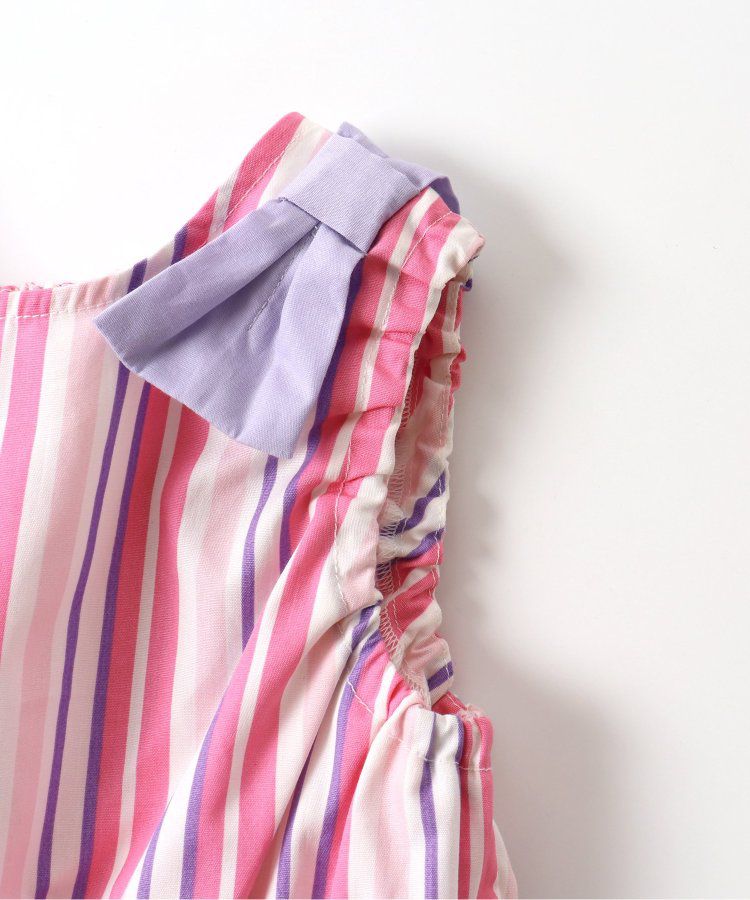 日本 apres les cours - 肩蝴蝶結浪漫印花無袖A字洋裝-向日葵-水藍