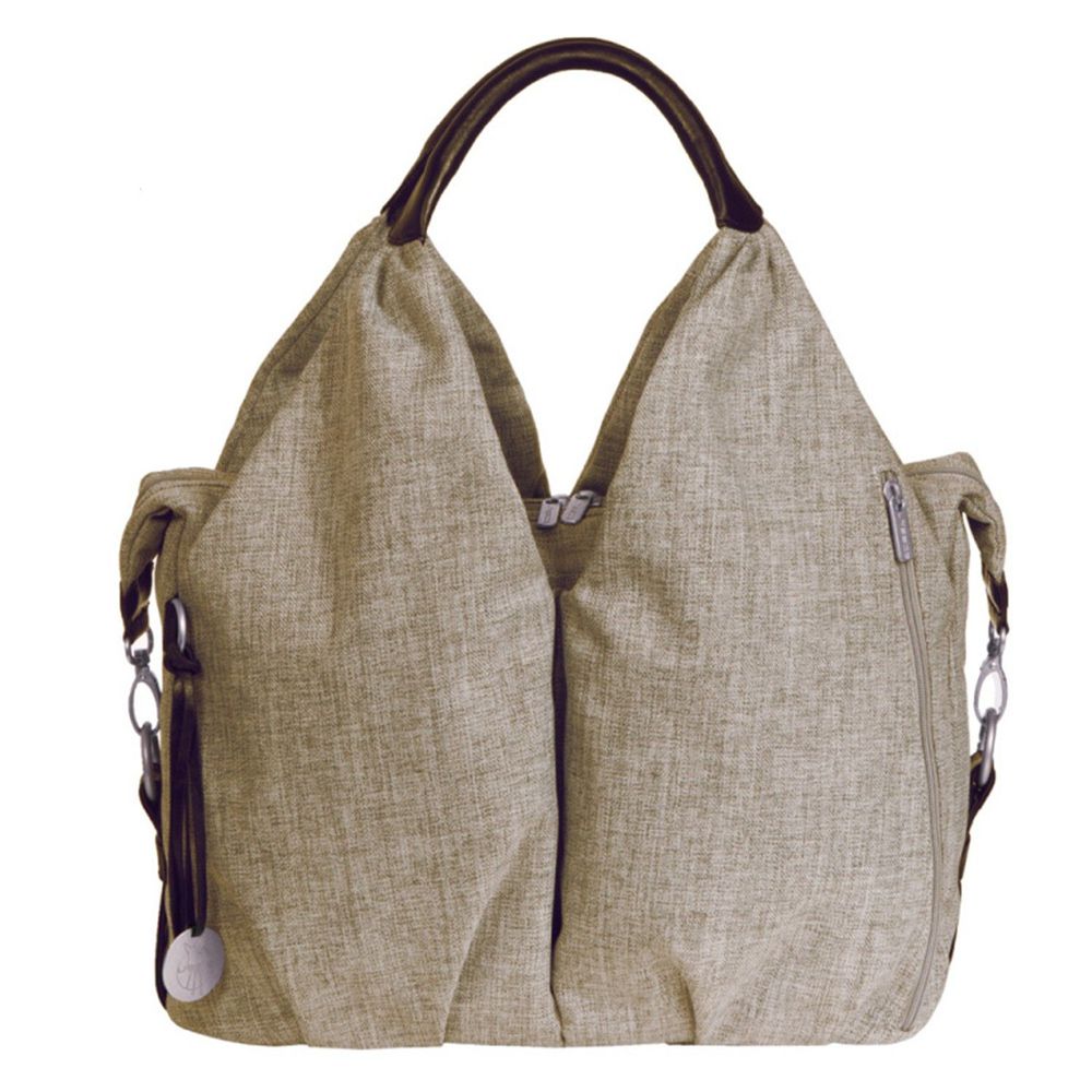 德國 Lassig - 時尚單寧托特媽媽包-淡褐色-含尿布墊+推車掛勾+保溫瓶收納包+小收納包+長背帶