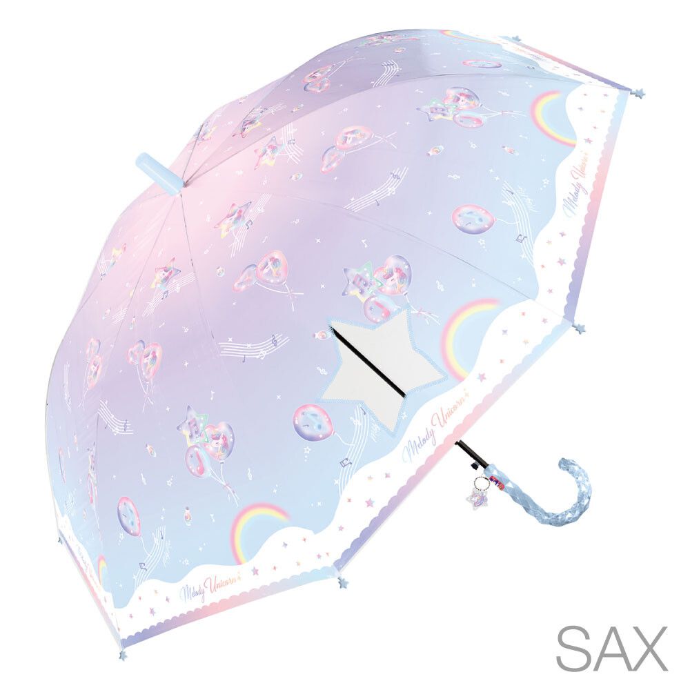 日本中谷 - 透明窗設計兒童雨傘/直傘-氣球音符-粉紫 (55cm(身高130cm以上))