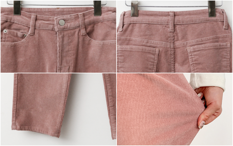 韓國 ENVYLOOK - 燈芯絨修身直筒褲-焦糖棕