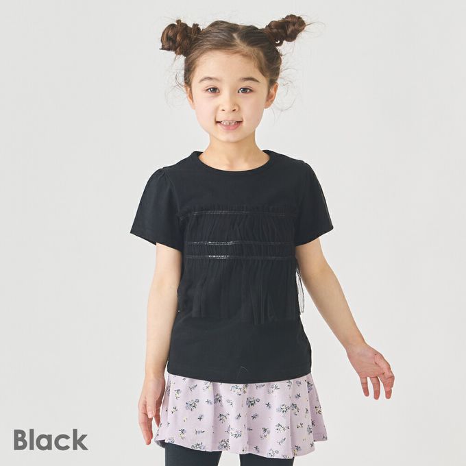 日本 evercloset - 100%棉 層次透明蕾絲短袖上衣-白