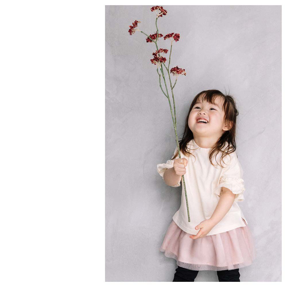 日本 ma lalumiere store - 荷葉邊清爽素色短袖上衣-牛奶白