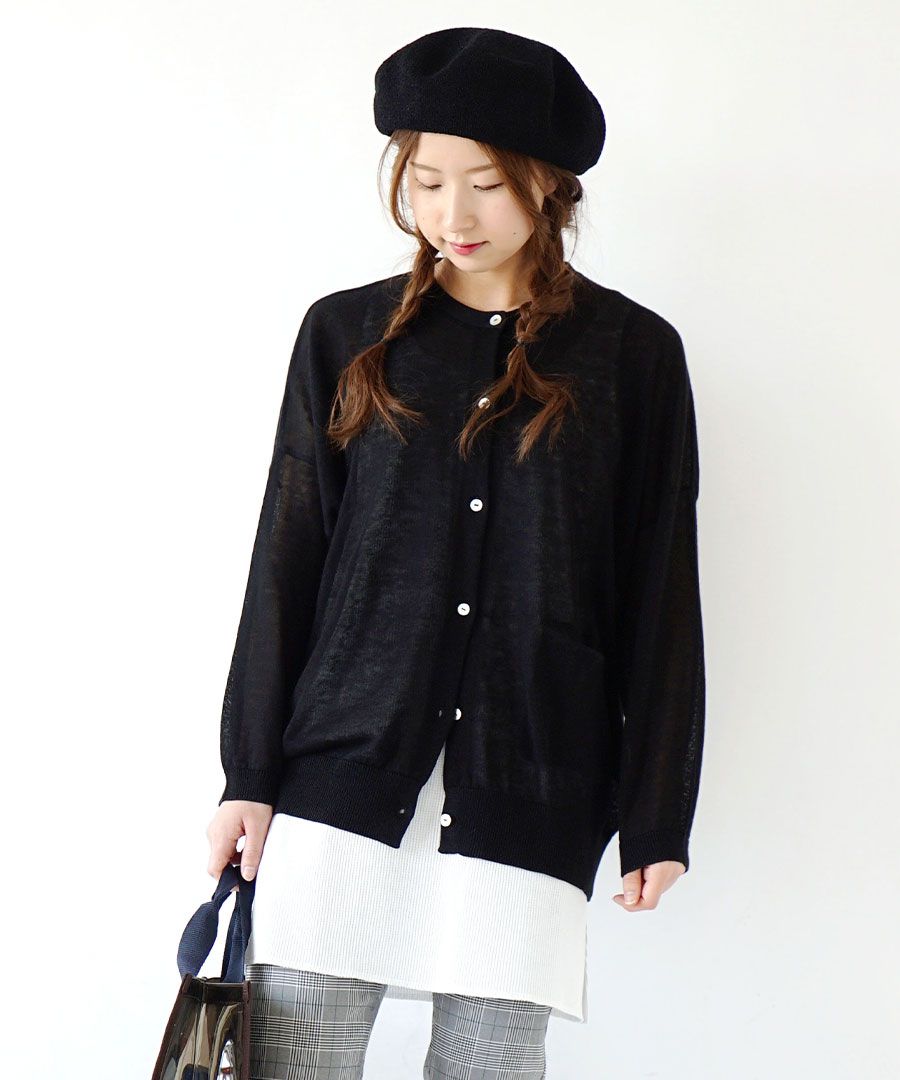 日本 zootie - 棉麻透氣輕盈薄針織外套-葡萄紫