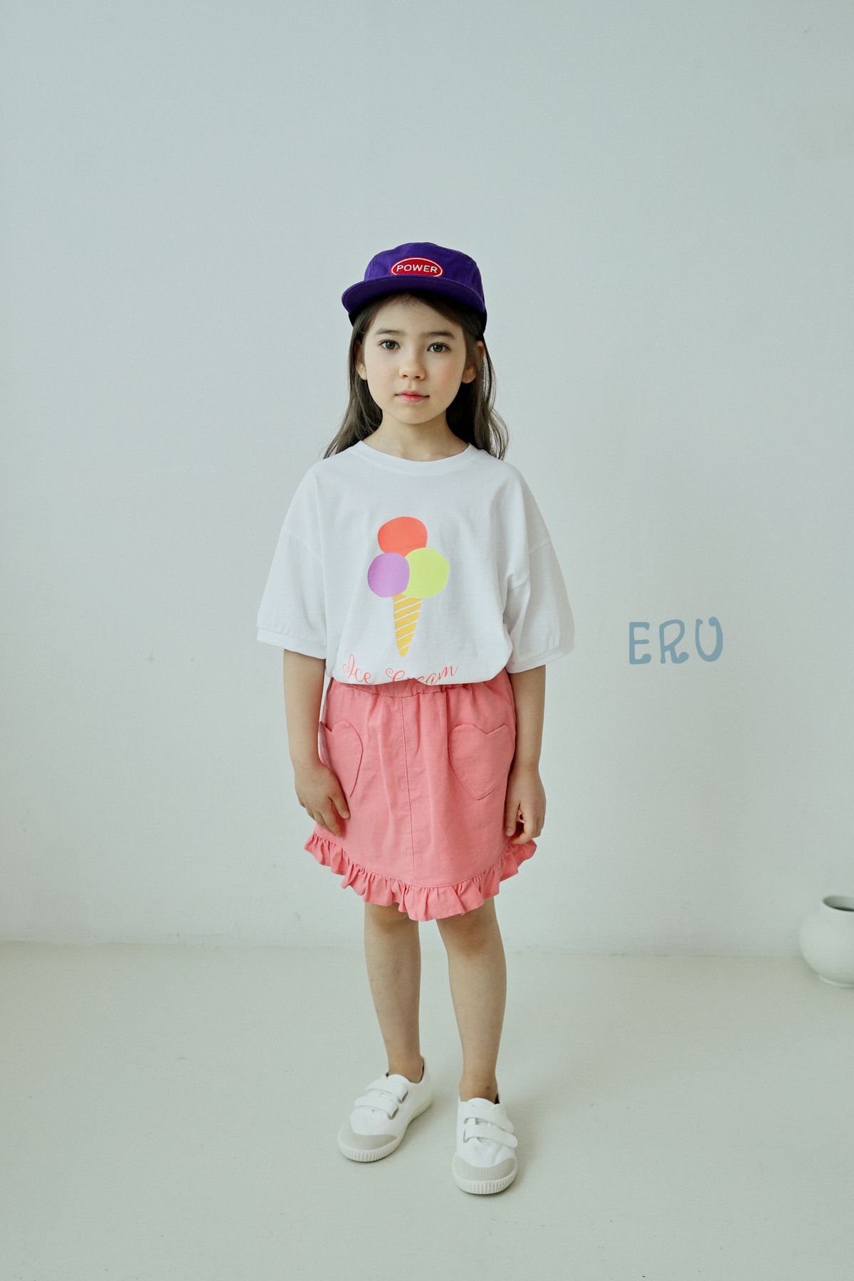 韓國 ERU - 三色冰淇淋印花T-鵝黃