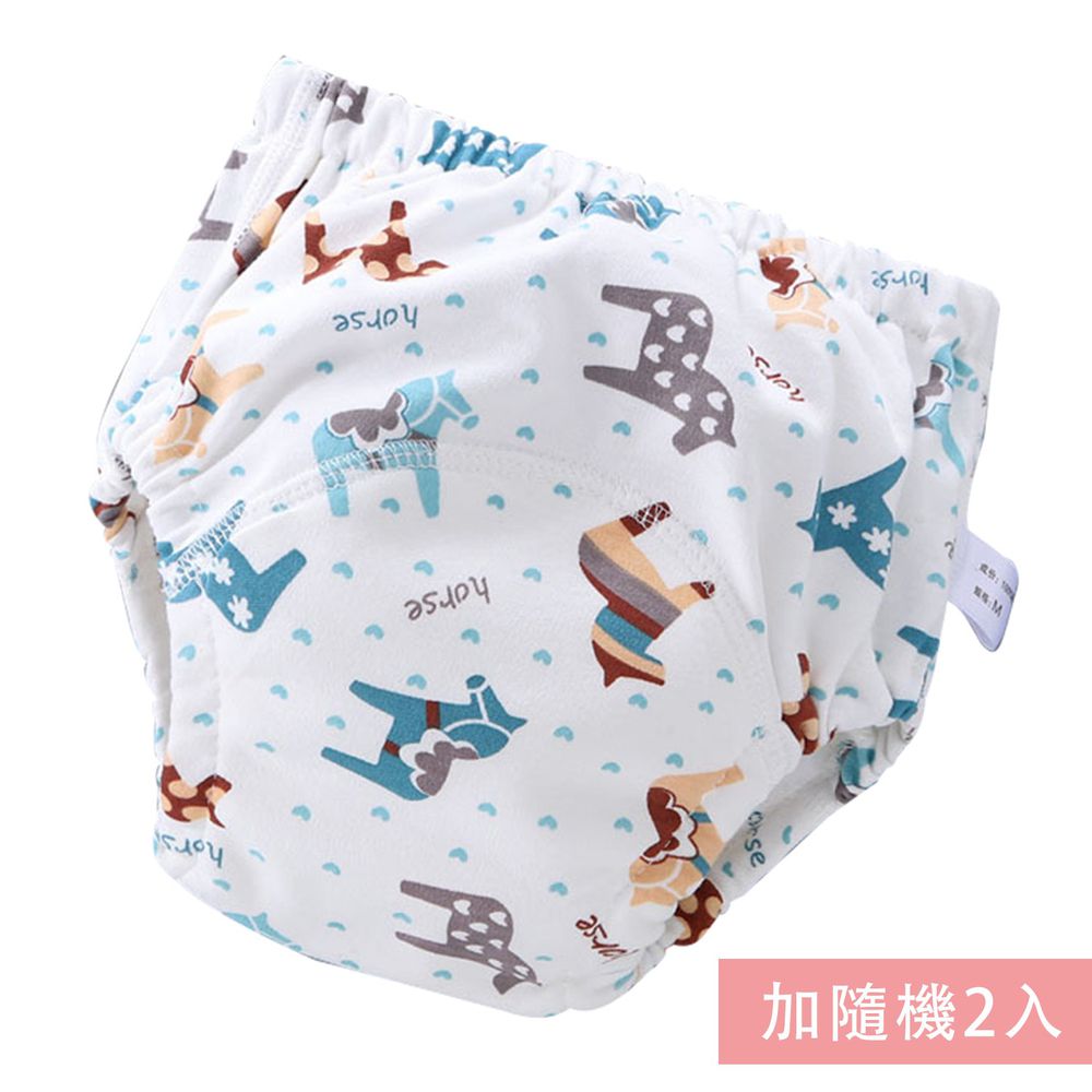 JoyNa - 可愛印花六層紗4層學習褲-3件入-白色小馬+隨機2入