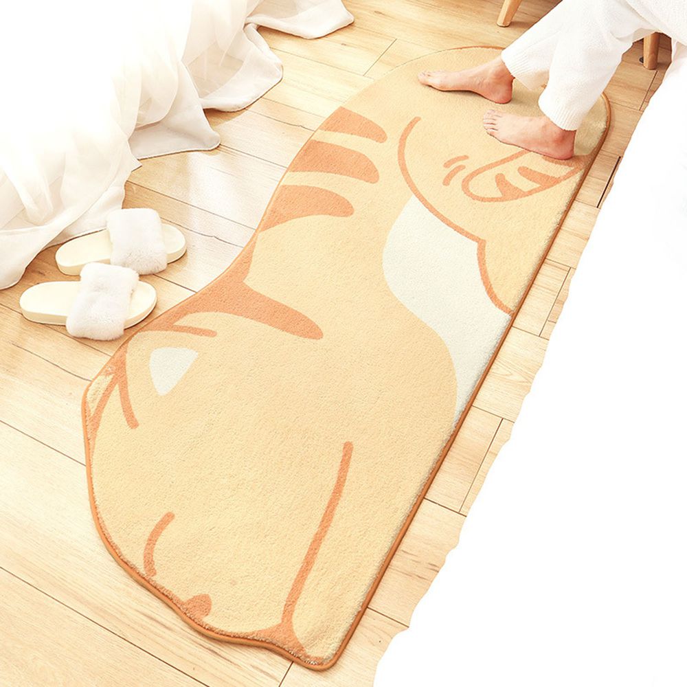 羊羔絨長條形床邊腳踏墊-大大橘貓 (60x160cm)