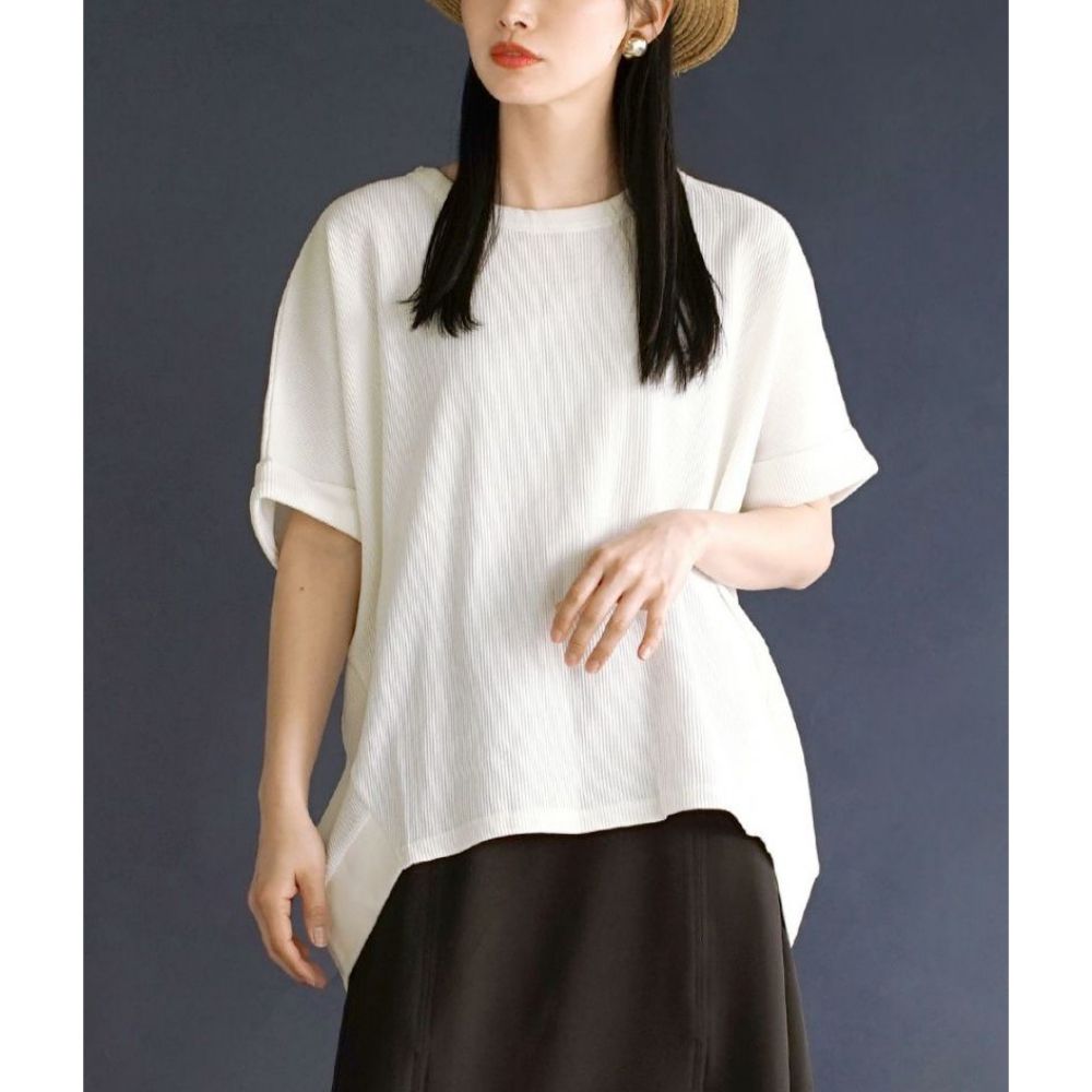日本 zootie - 100%棉 華夫格圓領短袖上衣-白