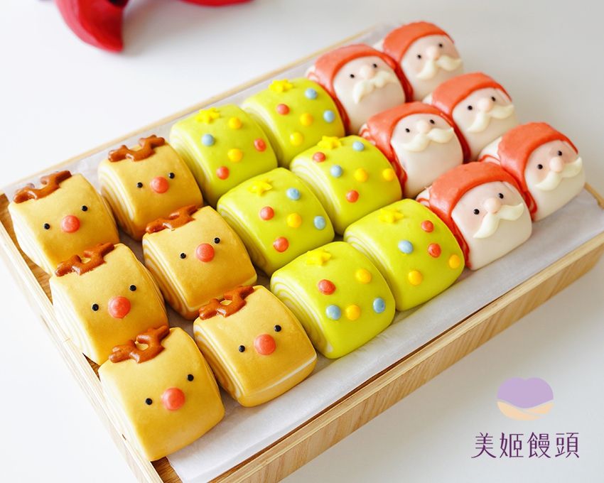 美姬饅頭 - 聖誕派對鮮乳造型饅頭-6入-40g/顆