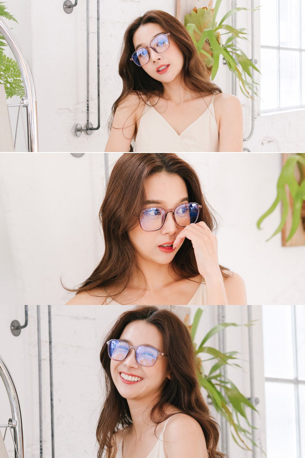 ALEGANT - 個性玩色復古透視感冰晶紫TR90輕量幾何方框UV400濾藍光眼鏡