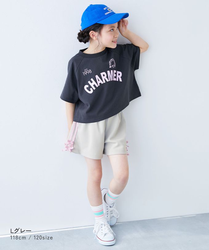 日本 devirock - 可愛側蝴蝶結厚磅短褲-米白