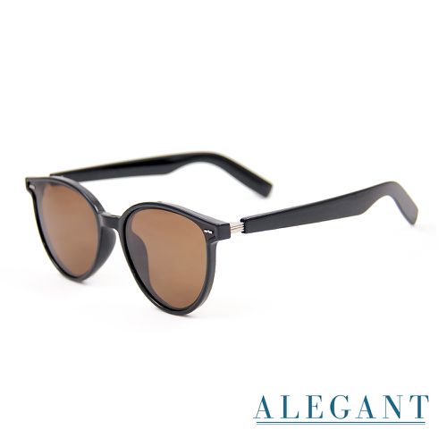 ALEGANT - 鹿褐棕清新簡練品味設計波士頓圓框輕量TR90寶麗來偏光墨鏡│UV400太陽眼鏡