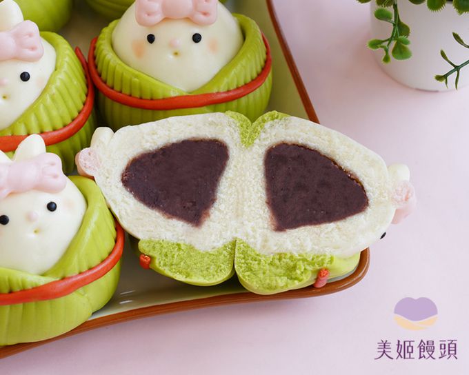 美姬饅頭 - 兔兔粽子鮮乳造型紅豆包