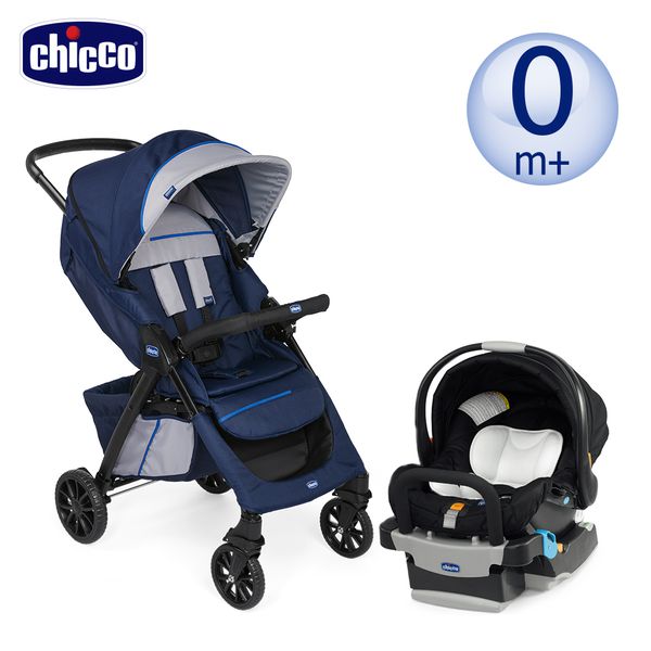 義大利 chicco - Kwik.One輕量休旅秒收車+KeyFit 手提汽座組-海軍藍