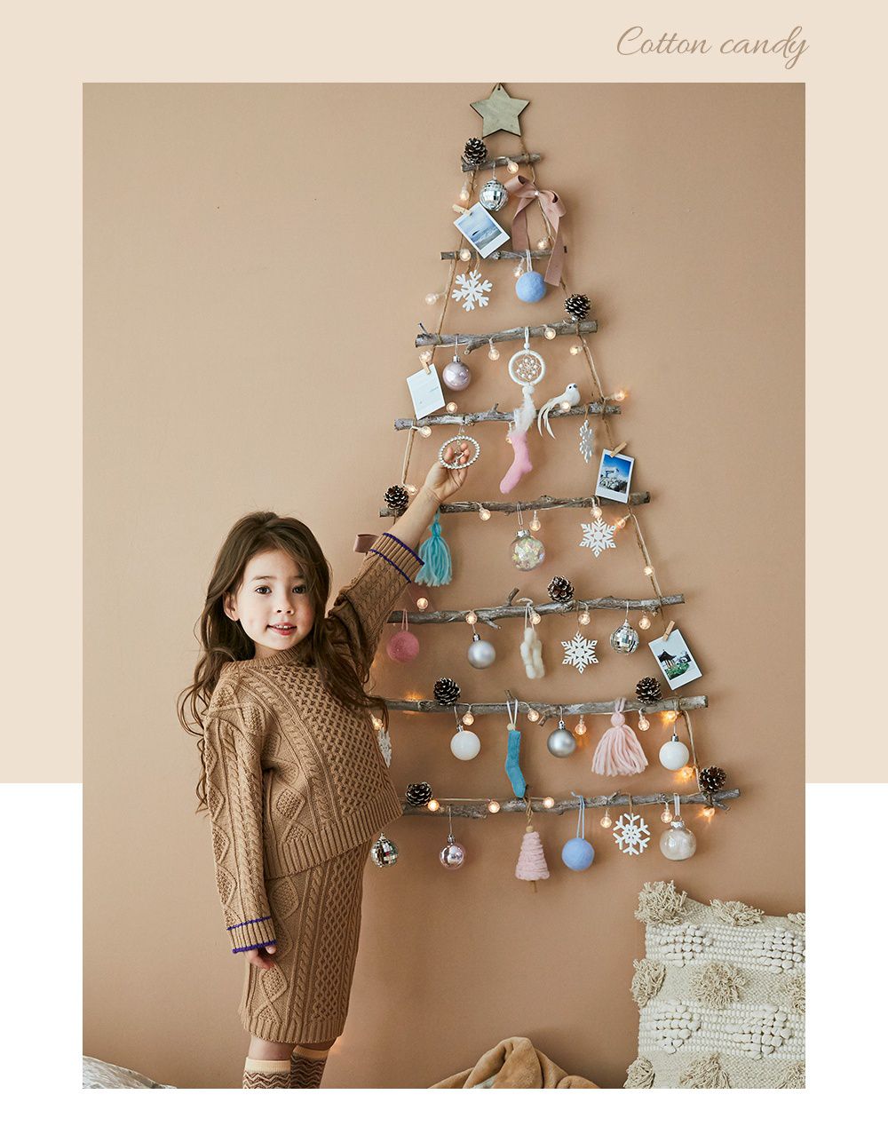 韓國 Bebe Deco - DIY聖誕樹/聖誕壁飾燈-棉花糖樂園 (樹高80cm，樹寬68cm，約0.6kg)