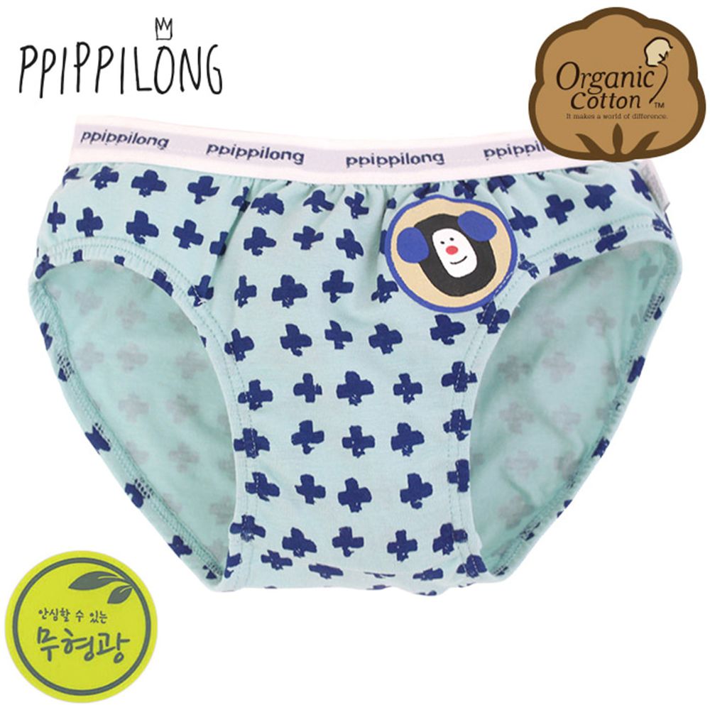 韓國 Ppippilong - 有機棉透氣三角褲(男寶)-十字猴子