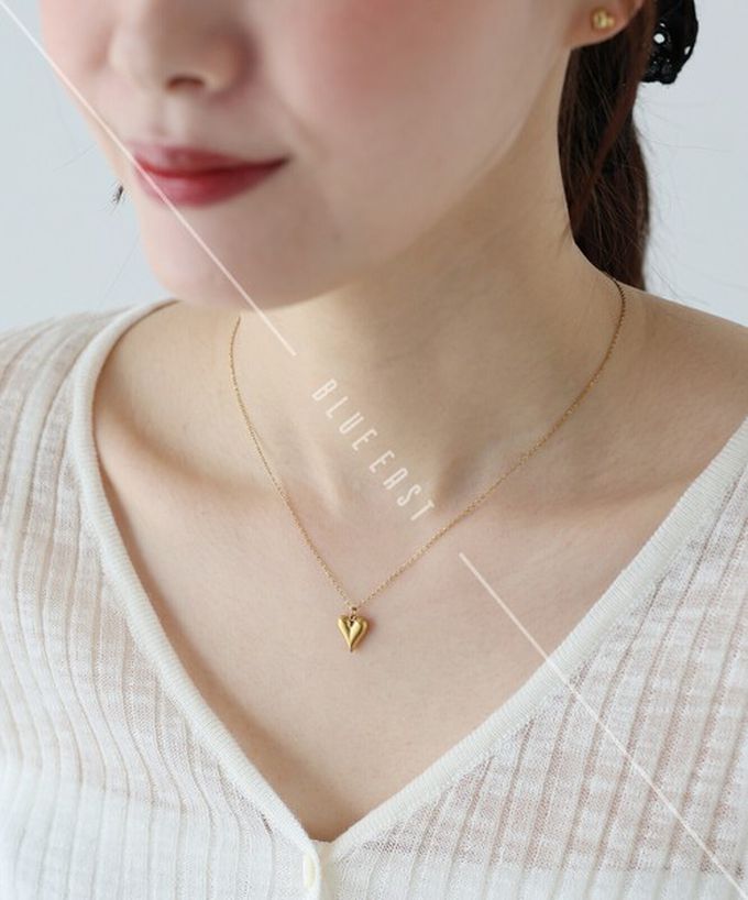 日本 BLUE EAST - 韓國製 成熟感愛心墜飾項鍊-銀