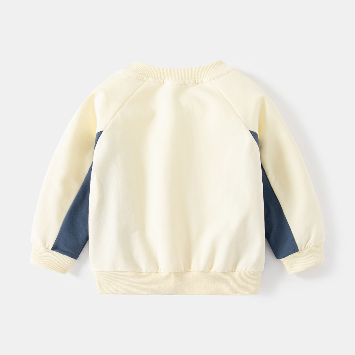 WELLKIDS - 圓領棉質長袖上衣/大學T-陽光小獅子-杏+藍