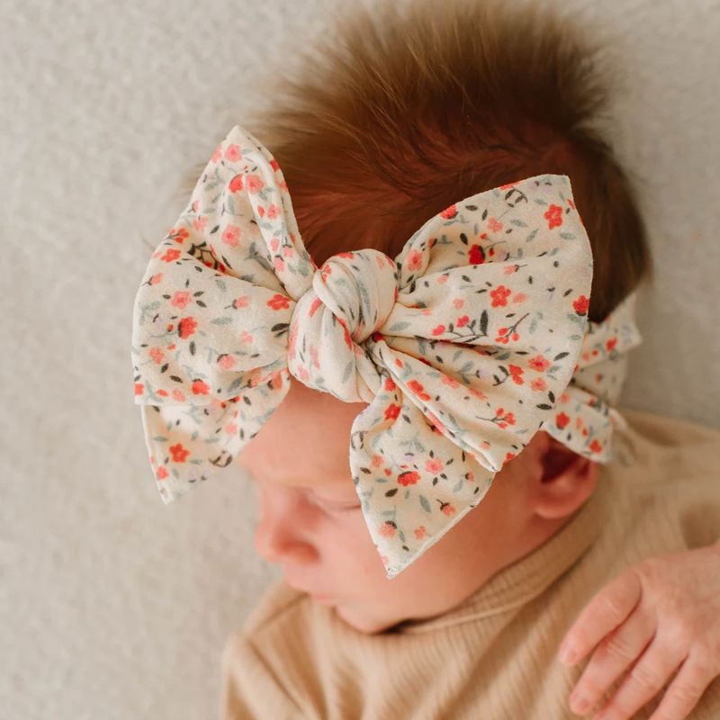 美國baby bling - 純手工極優雅細緻輕柔微彈性/毫無束縛感蝴蝶結髮帶/髮飾_印花黛比系列-優雅夏日