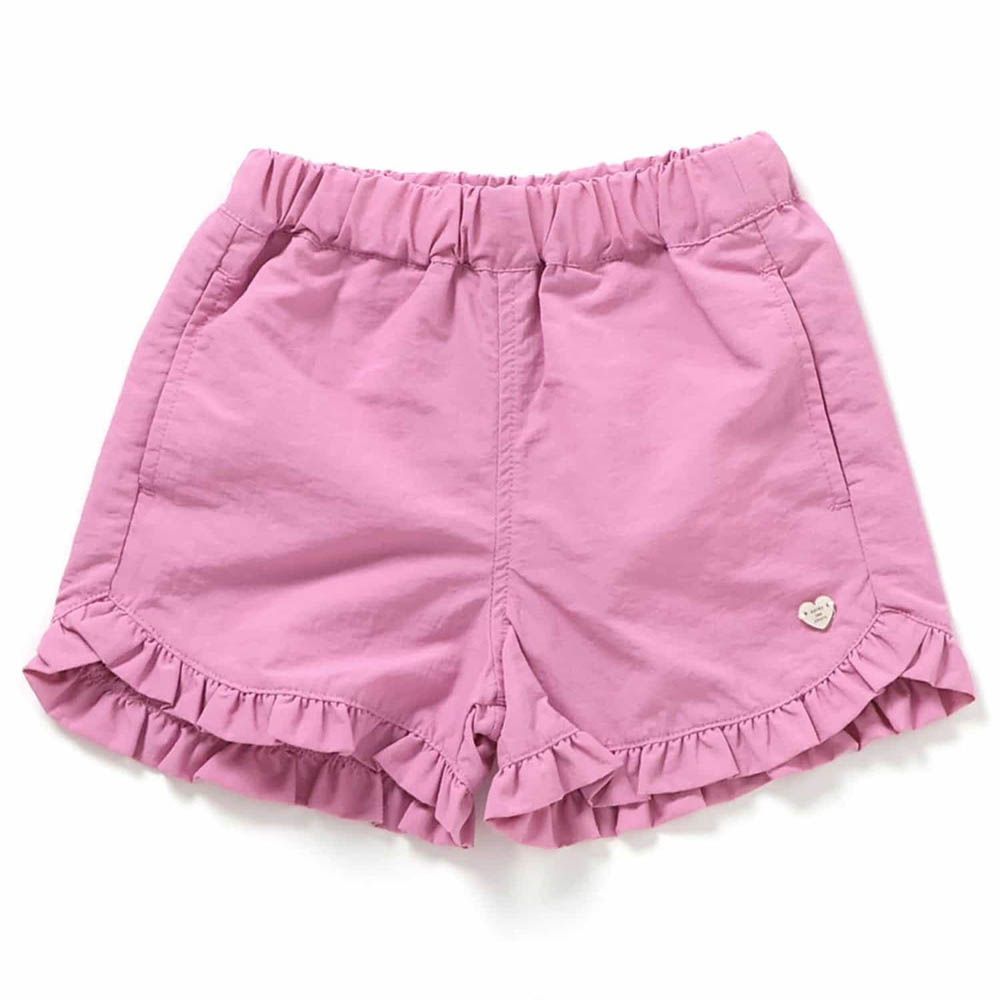 水陸兩穿 可愛荷葉邊短褲-素色-粉紅