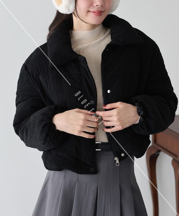 日本 BLUE EAST - 俐落燈芯絨科技羽絨短版外套-粉紅 (M)