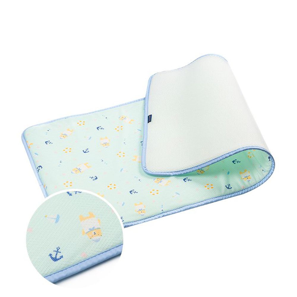 韓國 GIO Pillow - 超透氣排汗嬰兒床墊-水手熊藍 (M號)