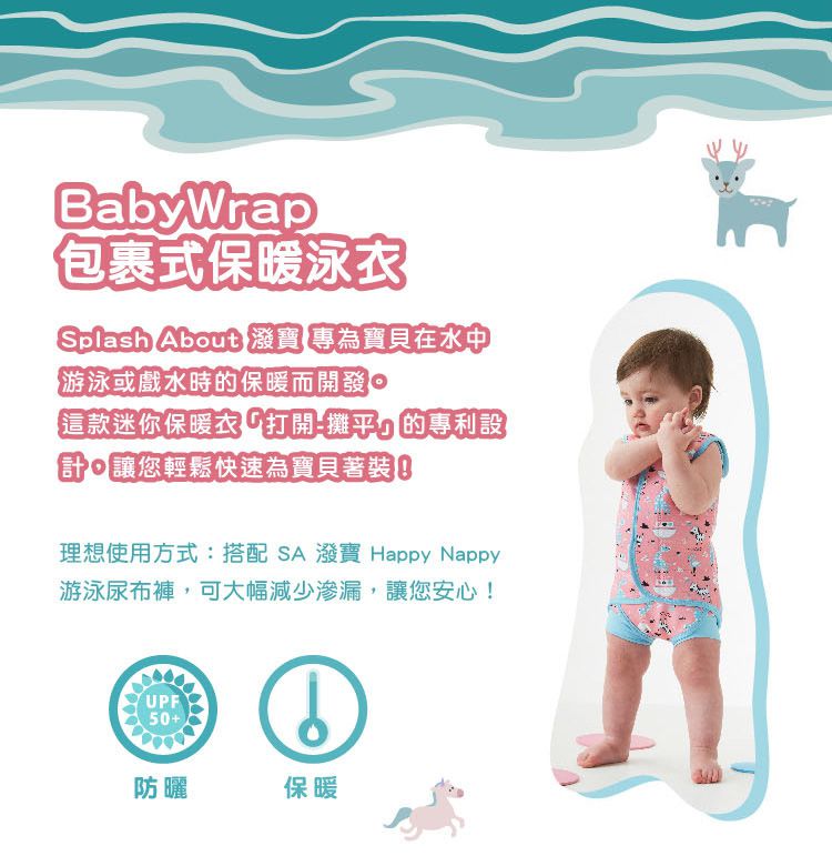 Splash About 潑寶 - 包裹式保暖泳衣-粉紅動物園