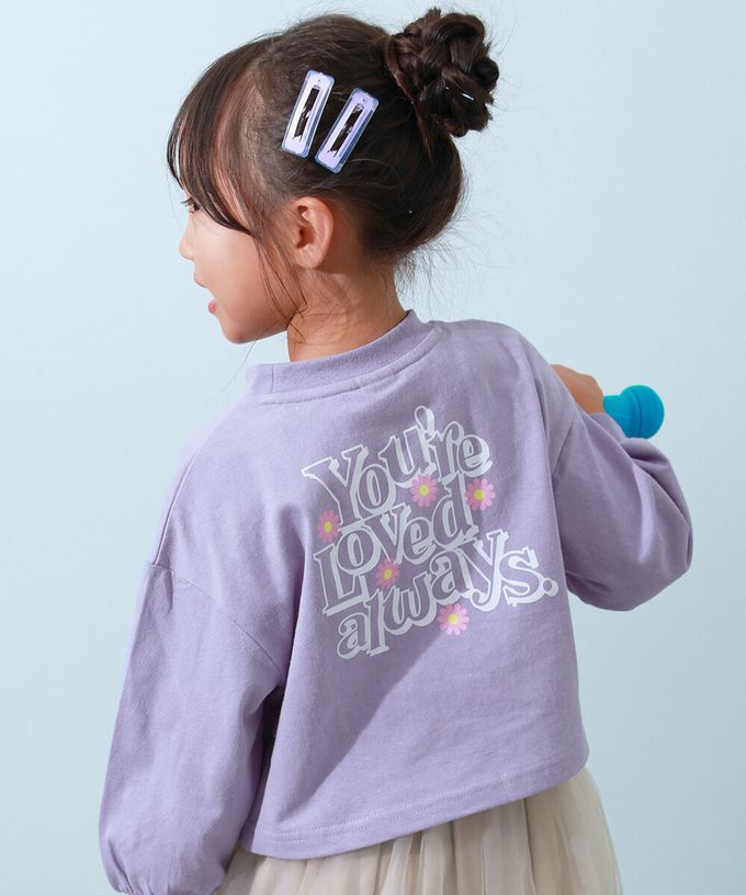 日本 devirock - 100%棉 女孩印花短版上衣-背後LOGO標語-薄荷綠