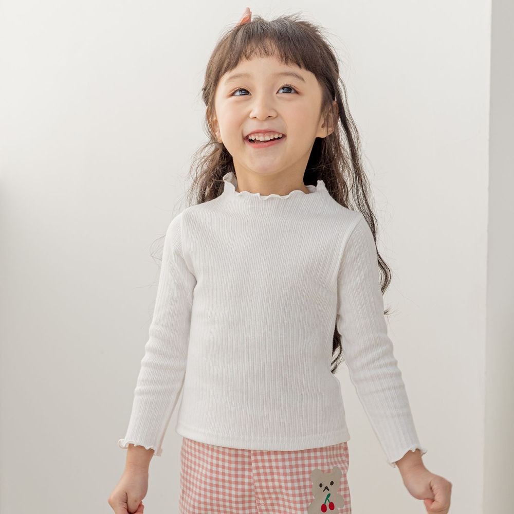 韓國 Orange Mom - 卷卷邊針織羅紋上衣-象牙白