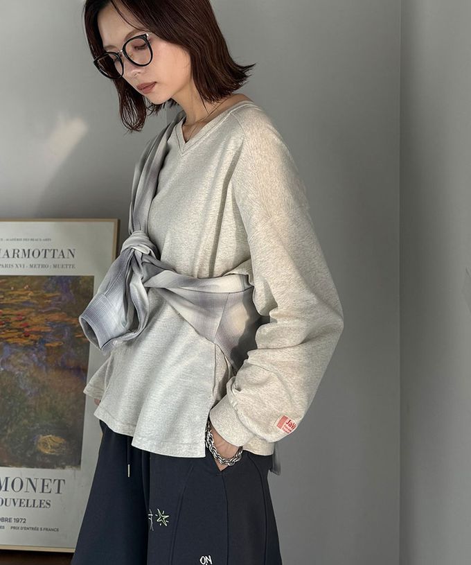 日本 Classical Elf - Java 簡約顯瘦V領長袖上衣-白