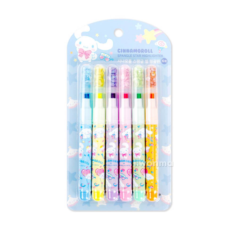 星星形狀筆頭6色螢光筆-卡通人物大耳狗