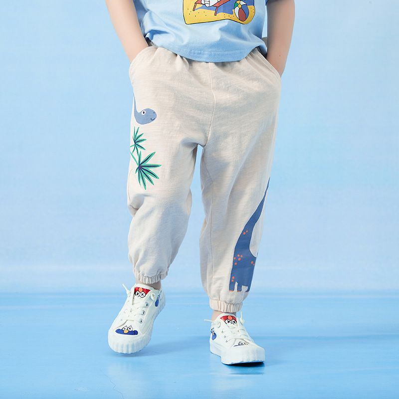 純棉束口長褲/防蚊褲-長頸龍-米白色