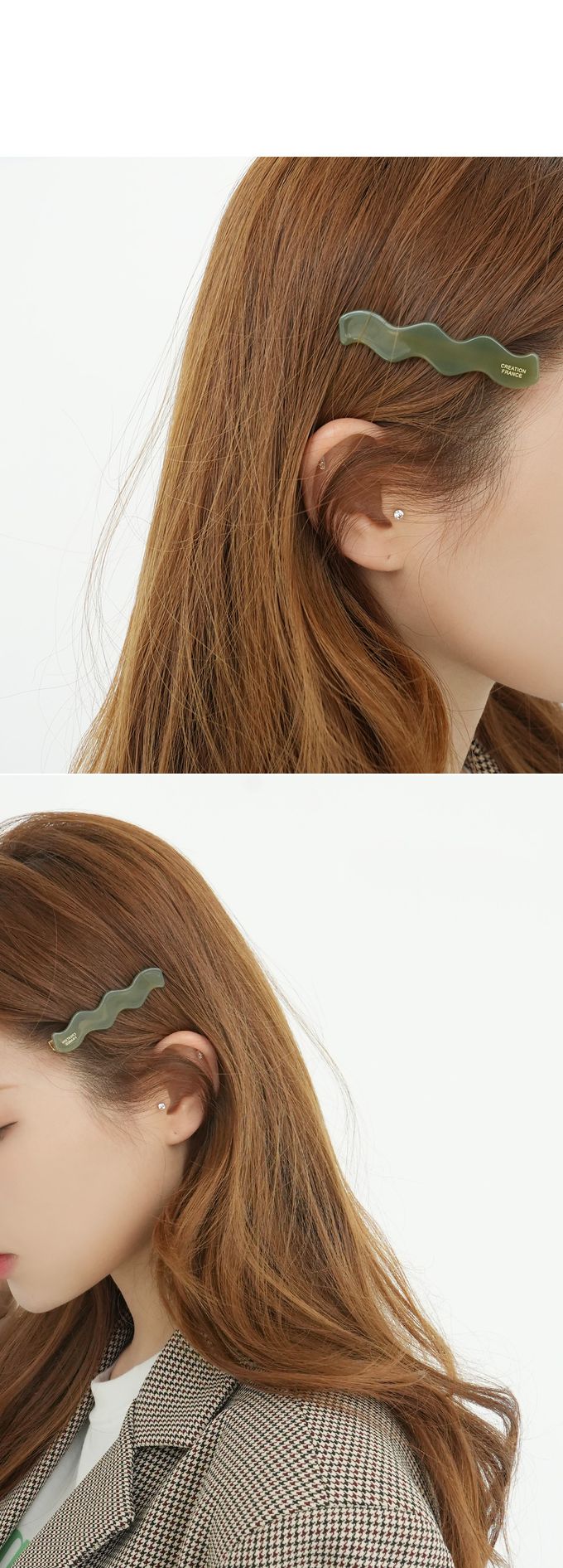 韓國 Soo&Soo - 正韓製CREATION FRANCE波紋造型髮夾-海軍藍