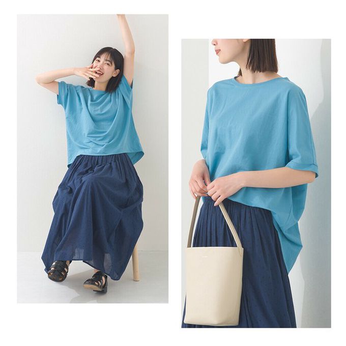 日本 OMNES - 接觸冷感 嫘縈休閒廓形短袖上衣-黑