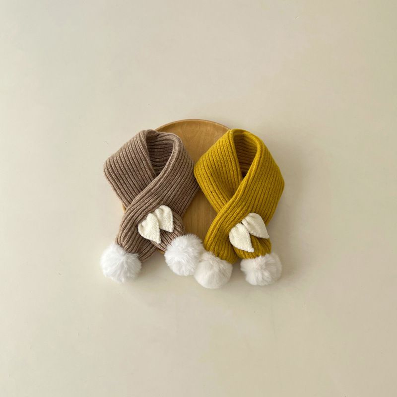 Q萌造型針織絨毛圍脖-小耳朵-咖啡色 (70x8cm)