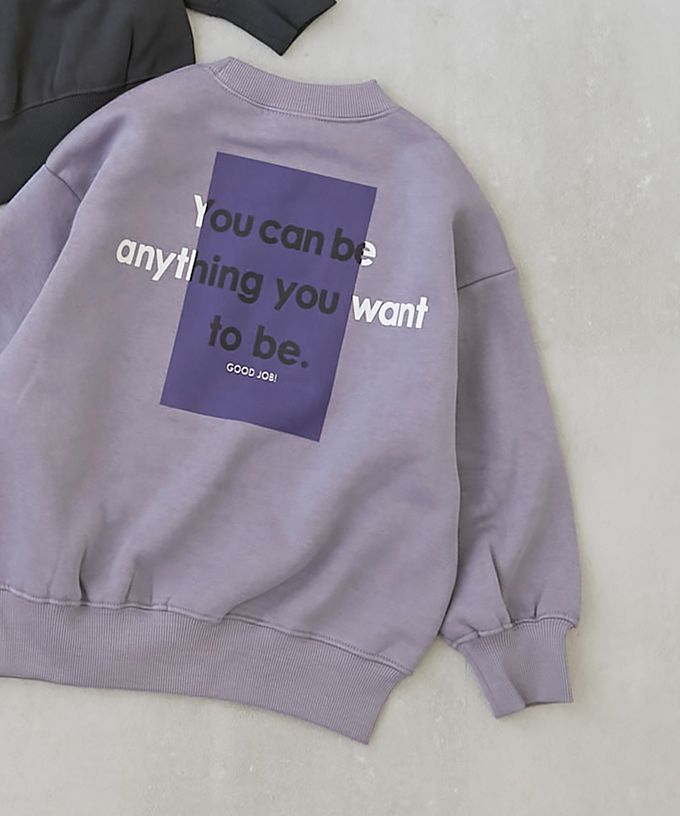 日本 devirock - 裏起毛定番印花長袖上衣-巨大檸檬-黑