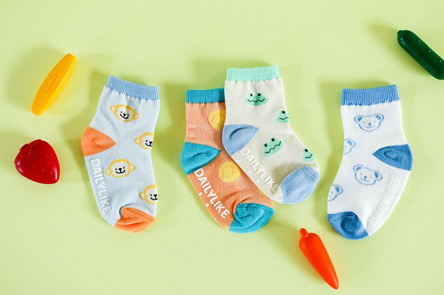 韓國 Daily Like - 兒童襪子/中筒襪4入組-透氣網眼