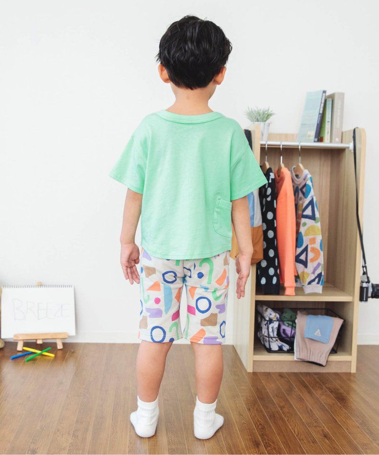 日本 BREEZE - 正反OK！圓領印花短袖上衣-線性-黑