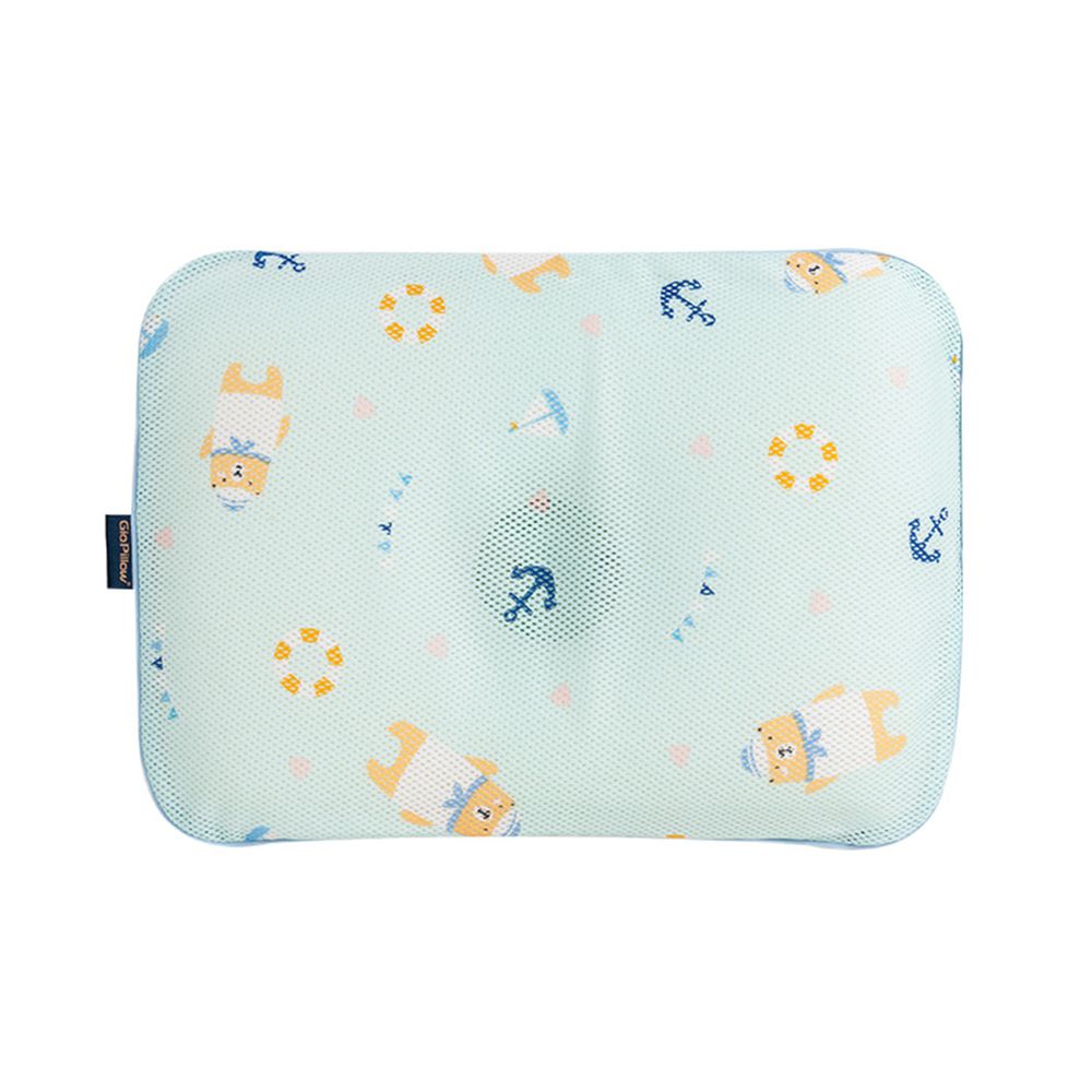 韓國 GIO Pillow - 超透氣護頭型嬰兒枕/防蟎枕-單枕套組-水手熊藍 - S/M