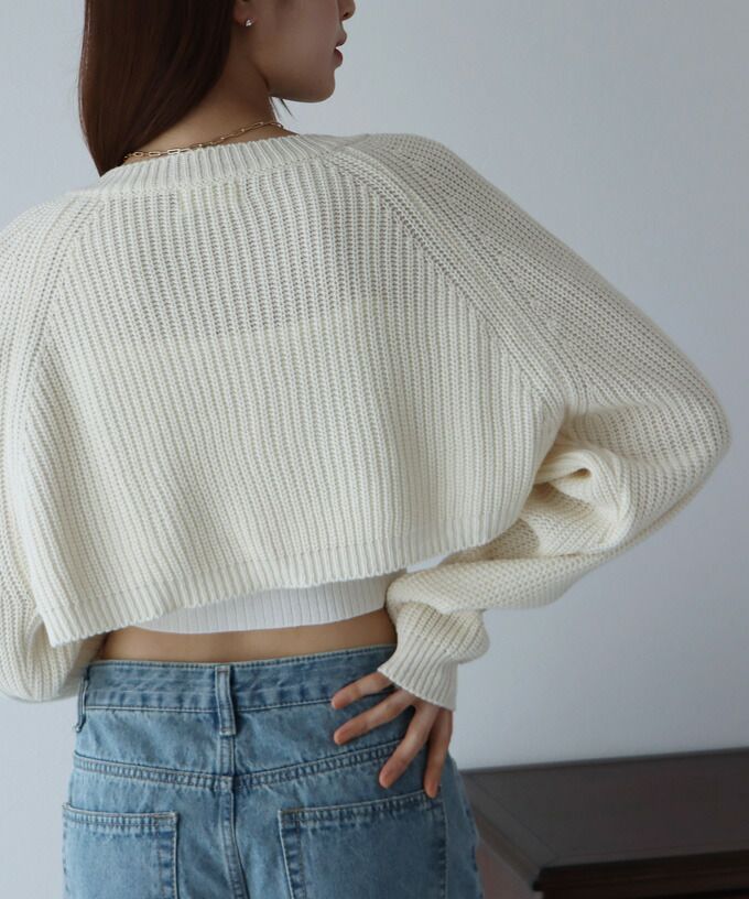 日本 BLUE EAST - 率性羅紋短版針織外套-白