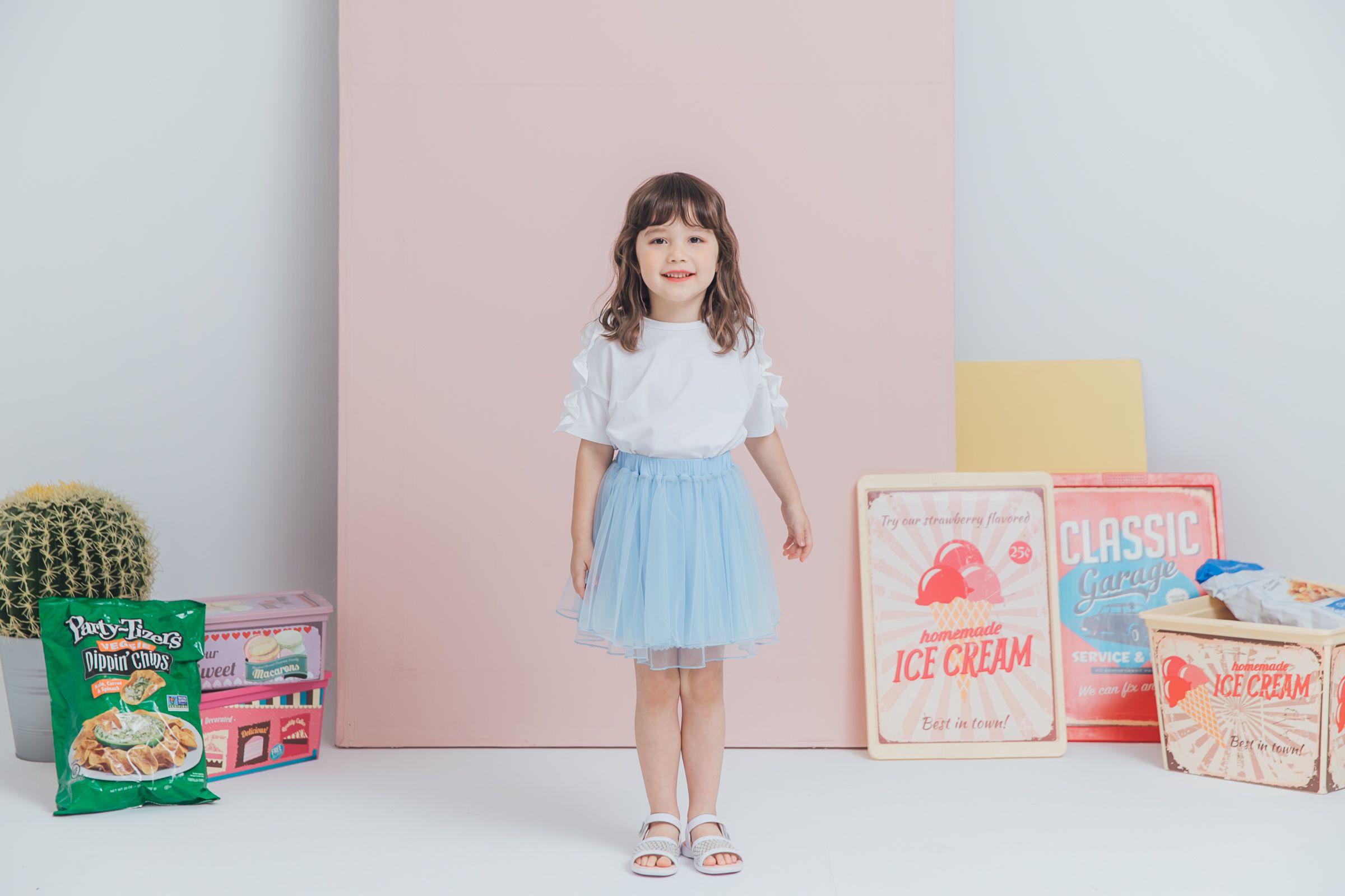 Peachy - 北鼻款*獨家訂製綿柔空氣紗裙-短裙款-Elsa冰藍