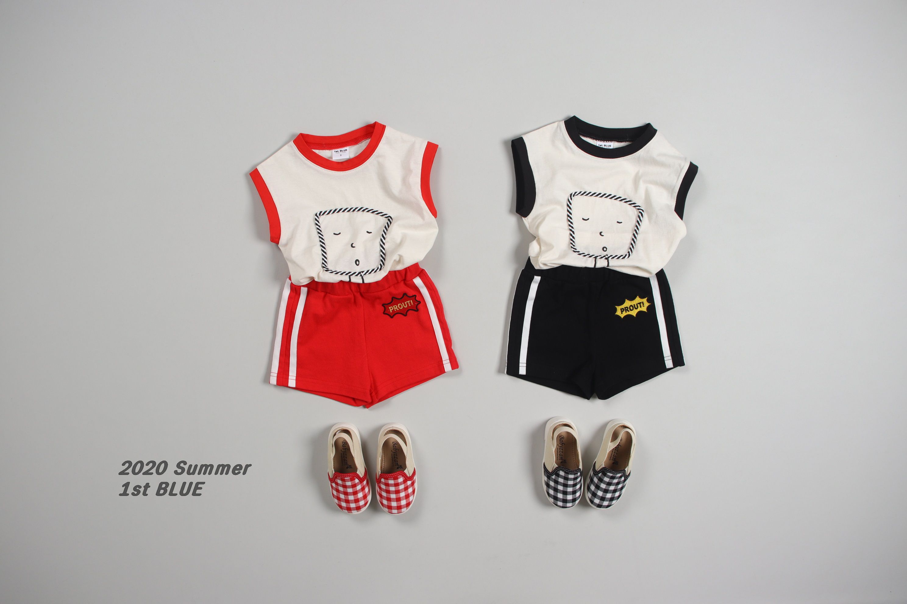 韓國 First Blue - 運動棉短褲-黑