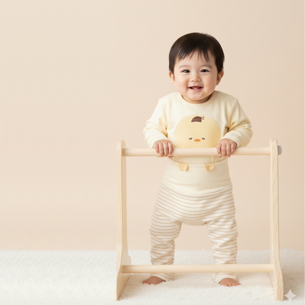 幼兒長袖家居服-套頭式 小雞-奶油色